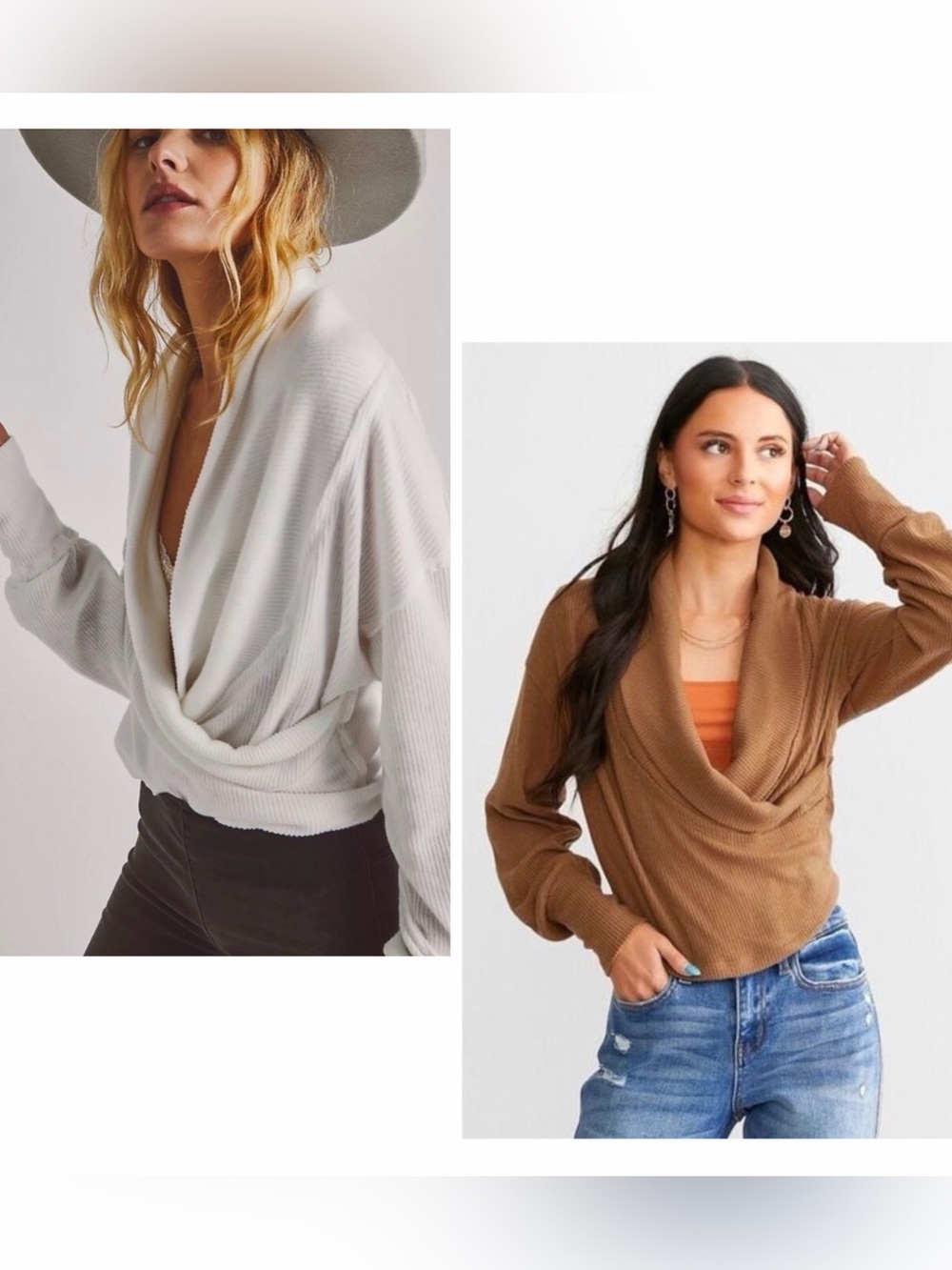 FREE PEOPLE WE THE FREE HOLD ME CLOSE PULLOVER BUNDLE WHITE AND BROWN